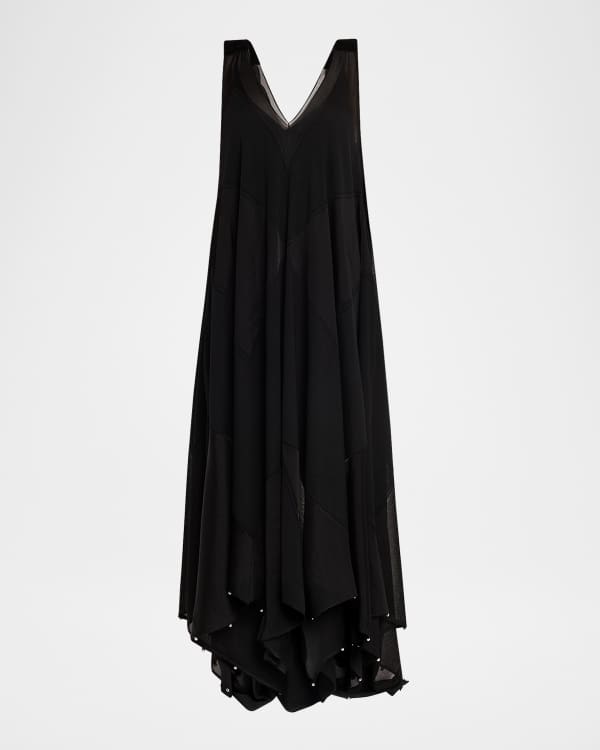 chinese dress ladies Black Cady Gown with Ivory Cady Harness and Chiffon Cape main image 0