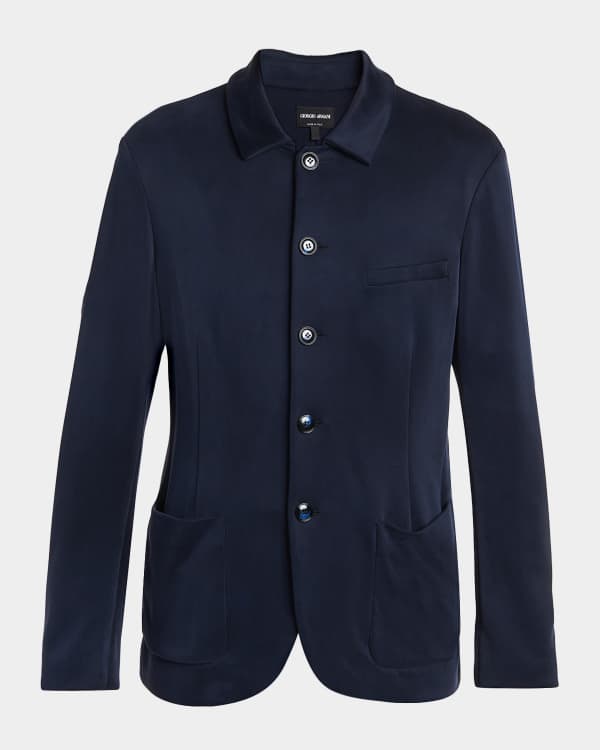 Giorgio Armani Men's Textured Band-Collar Blazer | Neiman Marcus