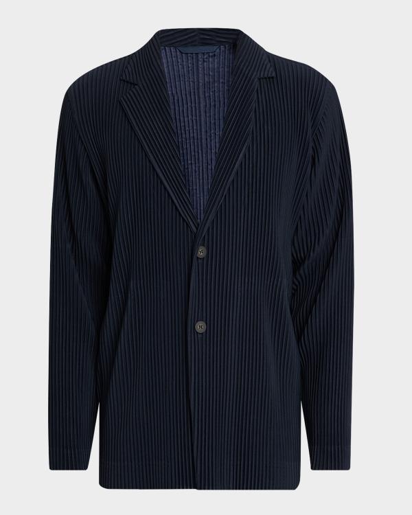  PLISSE ISSEY MIYAKE Press Coat ネイビー Homme Plissé Issey Miyake Men's Edge Ensemble Pleated Sport Coat