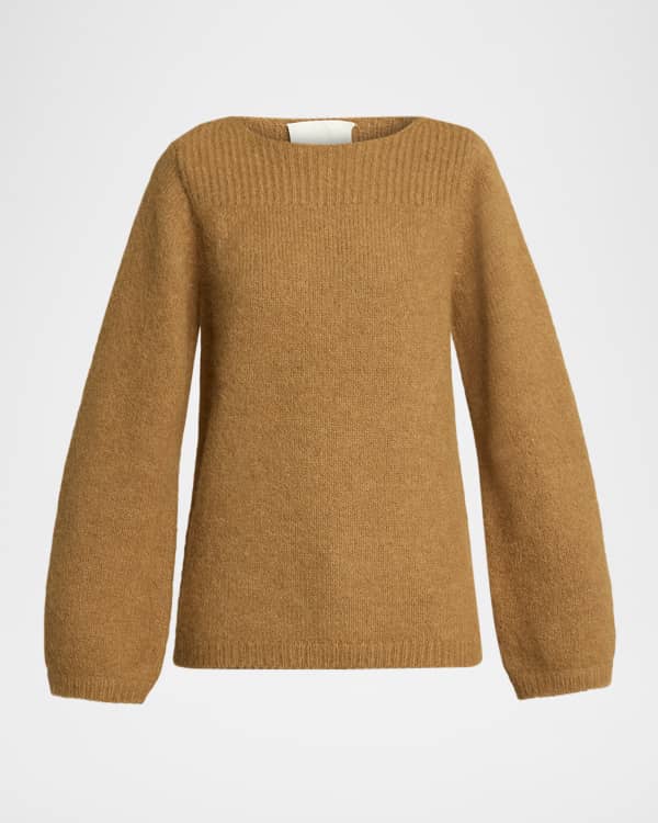 Prada Cashmere Ribbed Elbow-Patch Quarter-Zip Sweater | Neiman Marcus