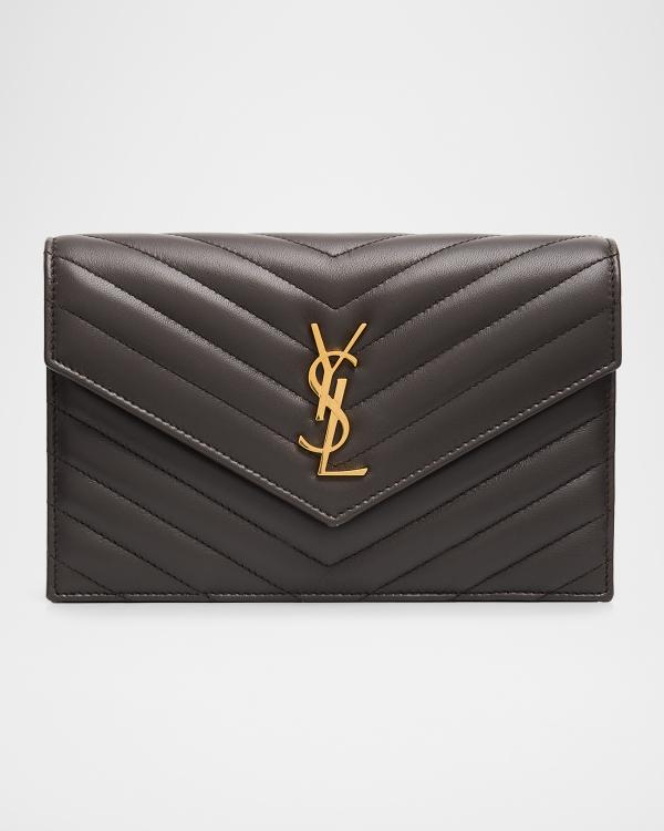 Saint Laurent YSL Monogram Small Flap Wallet in Grained Leather