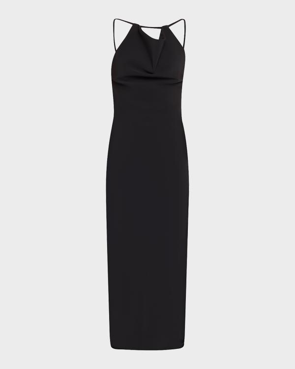pinko open back sleeveless midi dress Sleeveless midi dress with pleats and gathering