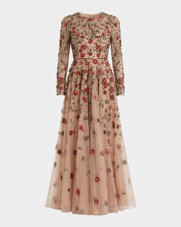 Mac Duggal Beaded & Sequin A-Line Gown | Neiman Marcus