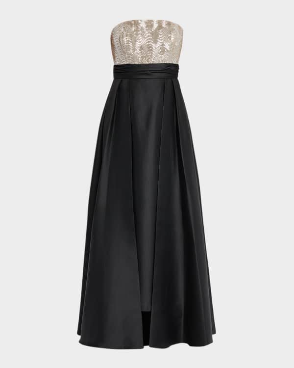 chinese dress ladies alice + olivia Women's Retha Strapless Maxi Dress, Black/Off White, 10 at  Amazon Women's Clothing store main image 1