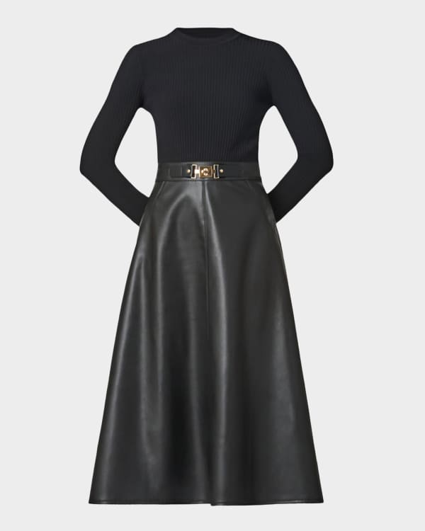 Shoshanna Berry Metallic Ribbed Cutout Midi Dress | Neiman Marcus