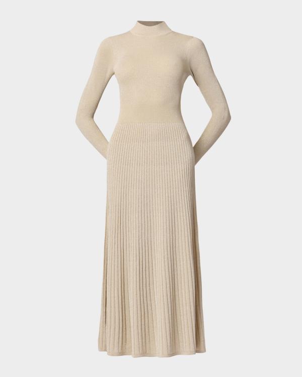 guest in residence knit dresses Striped Rib Cashmere-Linen Midi Dress Women Business Suit
