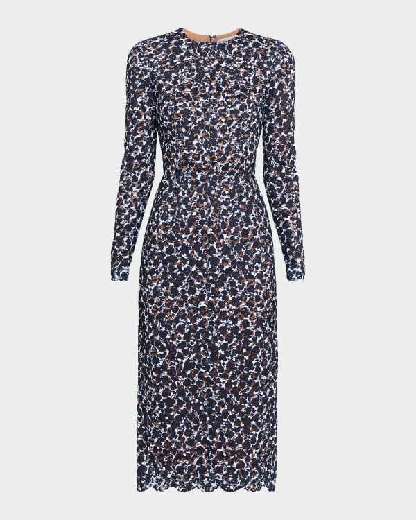 Michael Kors Collection Plunging Floral Silk Chiffon Flare-Sleeve Tiered  Mini Dress | Neiman Marcus