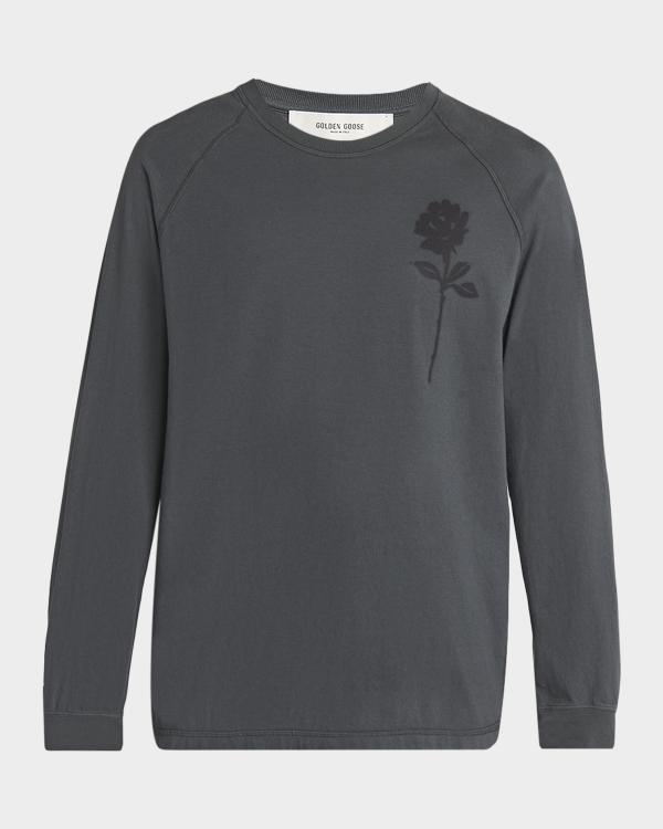 PURPLE Men's Waffle Knit Crystal Logo Long-Sleeve T-Shirt | Neiman