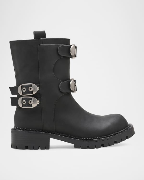 Bernardo Tess Leather Front-Zip Ankle Boots | Neiman Marcus