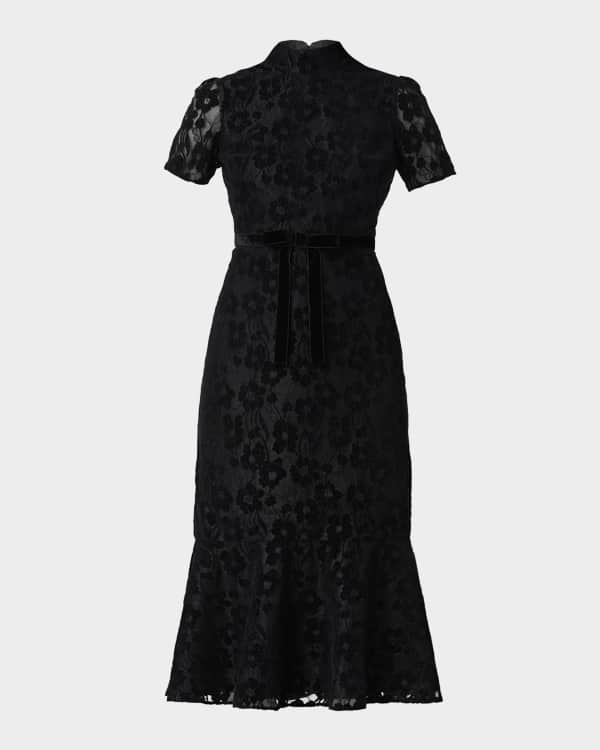 Shoshanna A-Line Crossover Halter Midi Dress | Neiman Marcus