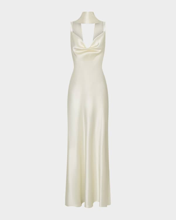 Sans Faff Anna Satin Cowl-Neck Evening Gown | Neiman Marcus