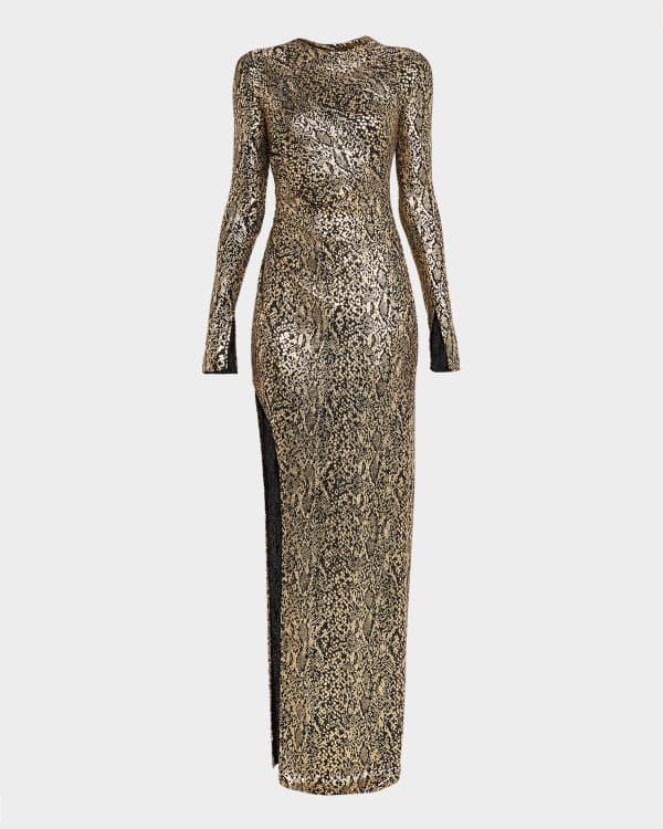 knee length dresses for ladies Veronica Sequin Midi Dress / Leopard Print | Meshki main image 0