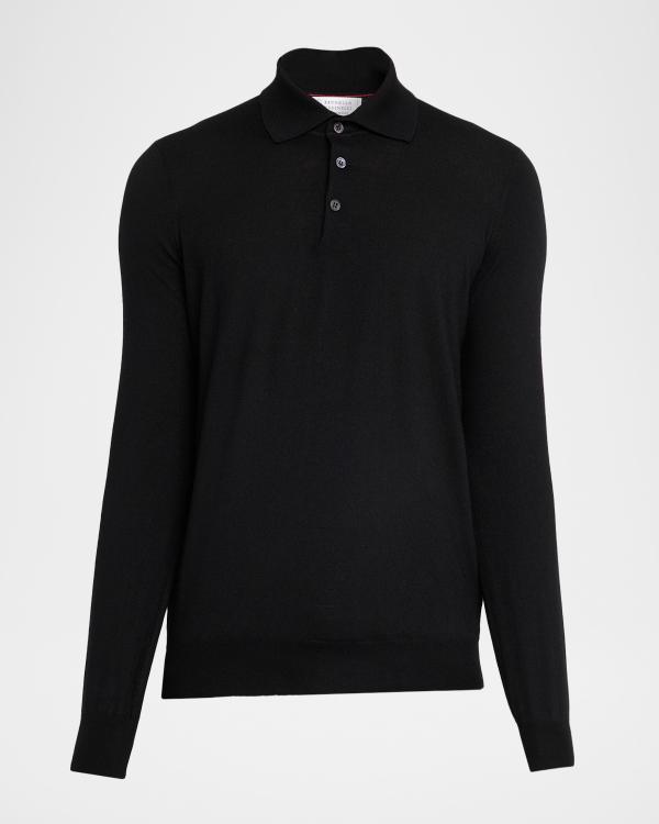 Brunello Cucinelli Men's Cotton Johnny Collar Polo Sweater