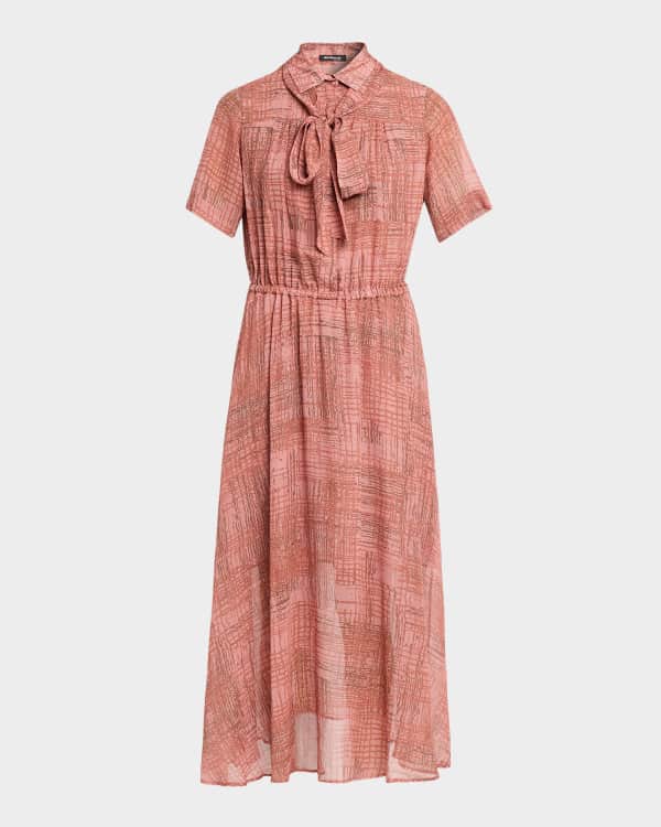 Kiton Floral Embroidered Linen Belted Shirtdress