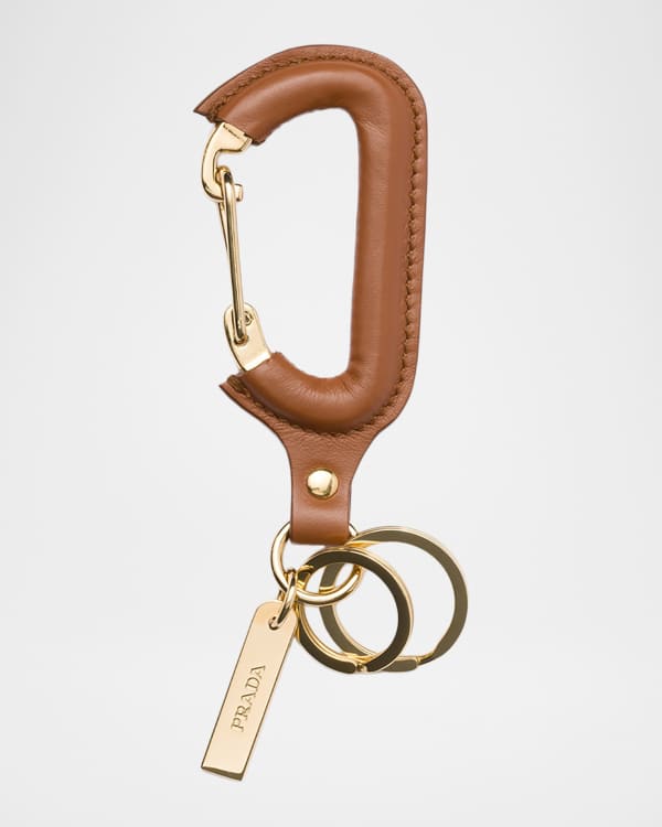 小物 PRADA Teddy Saffiano Leather Keyring Prada Teddy Bear Bag Charm with Metal Ring | Neiman Marcus