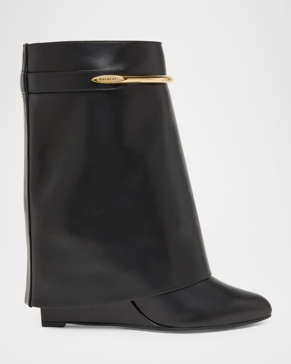 Givenchy Shark Lock Wide Leather Boots | Neiman Marcus