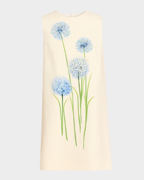 Dries Van Noten Debis Orchid-Print Crinkle Shift Dress | Neiman Marcus