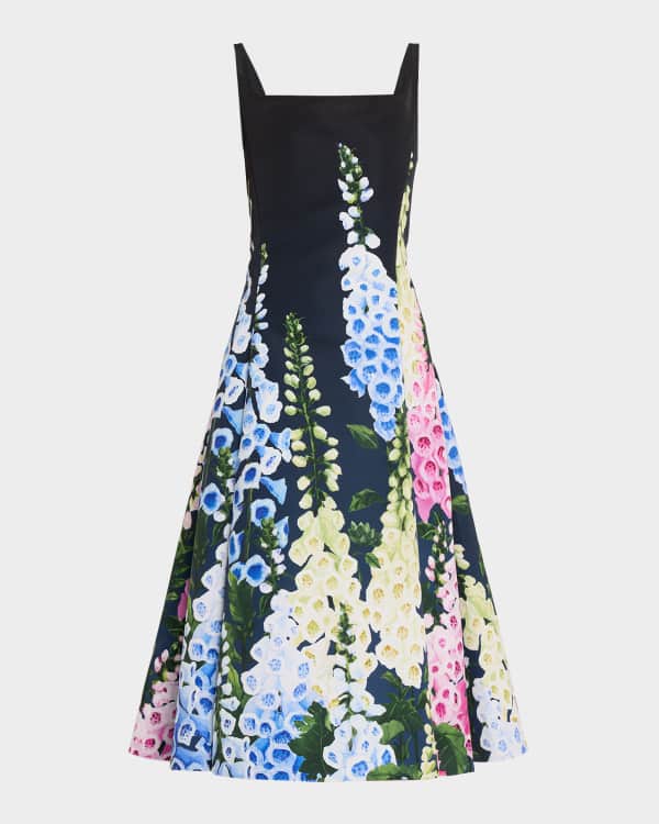 Oscar de la Renta Strapless Geo Cutout Leather Midi Dress | Neiman Marcus