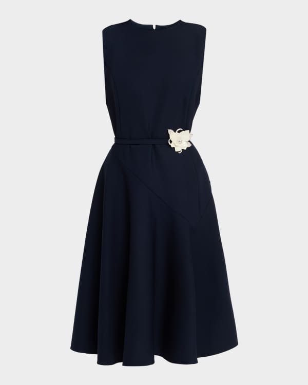 Oscar de la Renta Floral Embroidered Cutout Mini Dress | Neiman Marcus