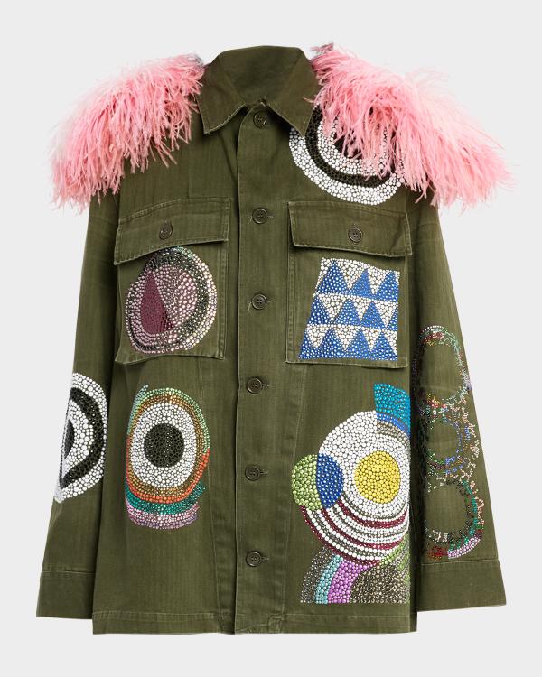 Libertine All Love Crystal Military Parka Jacket | Neiman Marcus