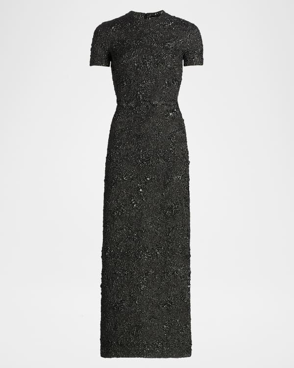 Oscar de la Renta Rose Crochet Knit Sleeveless Midi Dress | Neiman Marcus