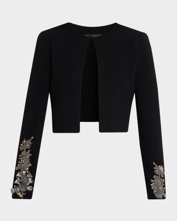 Oscar de la Renta Tweed Jacket w/ Jewel Button Detail | Neiman Marcus
