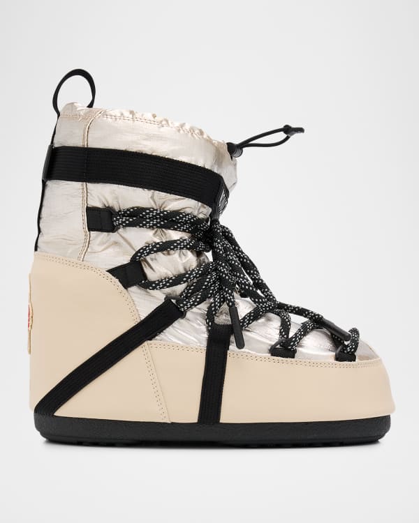 Moncler Gaia Shaggy Shearling Tall Snow Boots | Neiman Marcus
