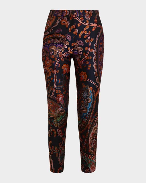 brocade cigarette pants Etro Mid-Rise Stretch Cotton Poplin Cuffed Cigarette Pants