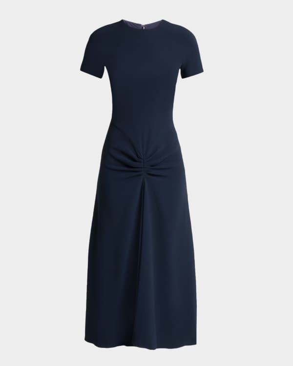 Victoria Beckham Short-Sleeve Fitted Midi T-Shirt Dress | Neiman Marcus