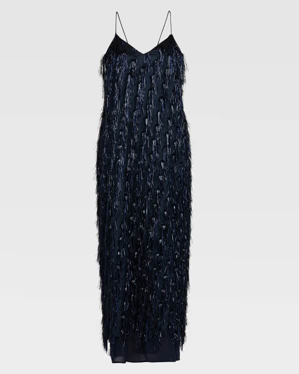 STAUD Nadia Lace-Trimmed Midi Dress | Neiman Marcus