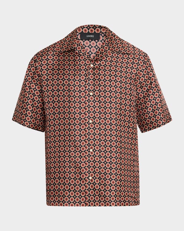 Amiri Men's Zig Zag Rolling Paper Silk Camp Shirt | Neiman Marcus
