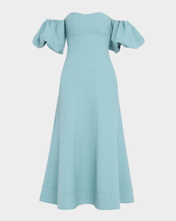 Ulla Johnson Ines Puff-Sleeve Midi Dress | Neiman Marcus