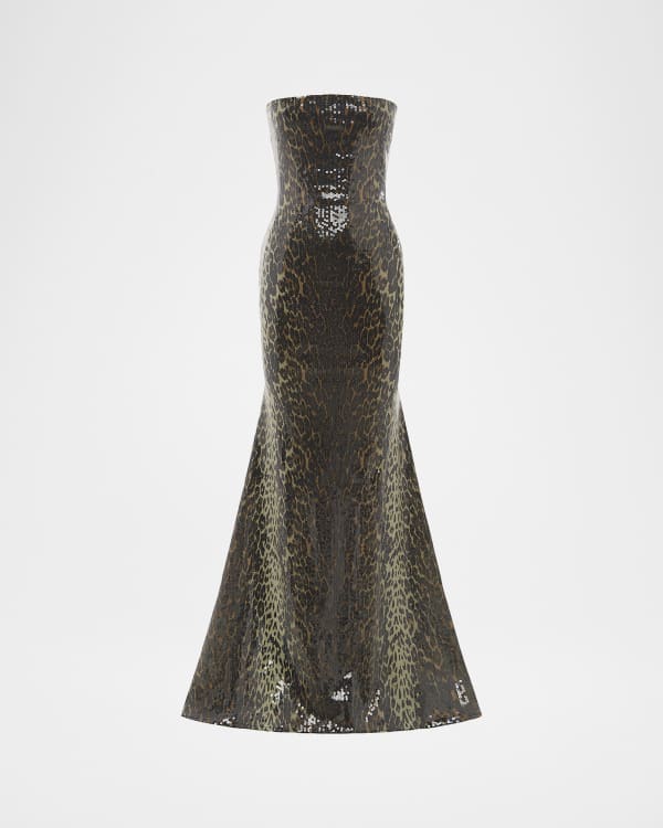 Alex Perry Crystal Trimmed Choker Strapless Satin Column Gown | Neiman  Marcus