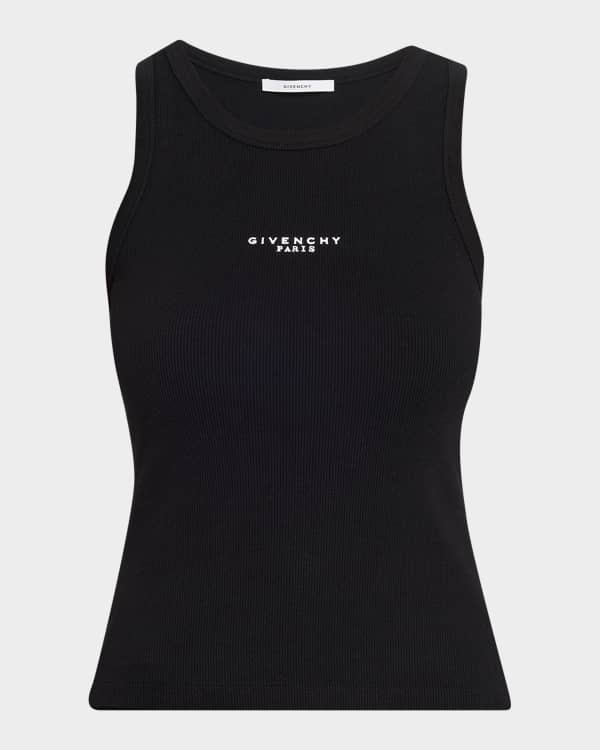 Saint Laurent YSL Logo Striped Tank Top | Neiman Marcus