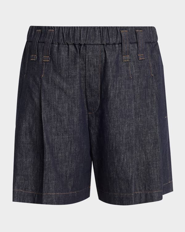 Brunello Cucinelli Perforated Suede Shorts | Neiman Marcus