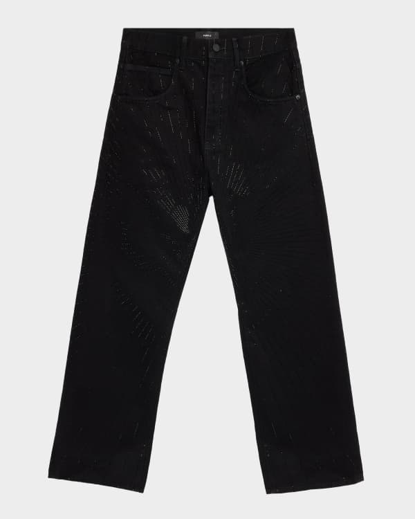 PURPLE Men's Crystal Side-Snap Flare Jeans | Neiman Marcus