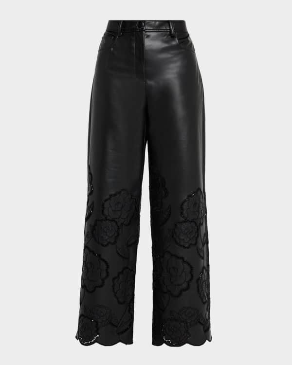 FRAME Cropped Wide-Leg Leather Pants | Neiman Marcus