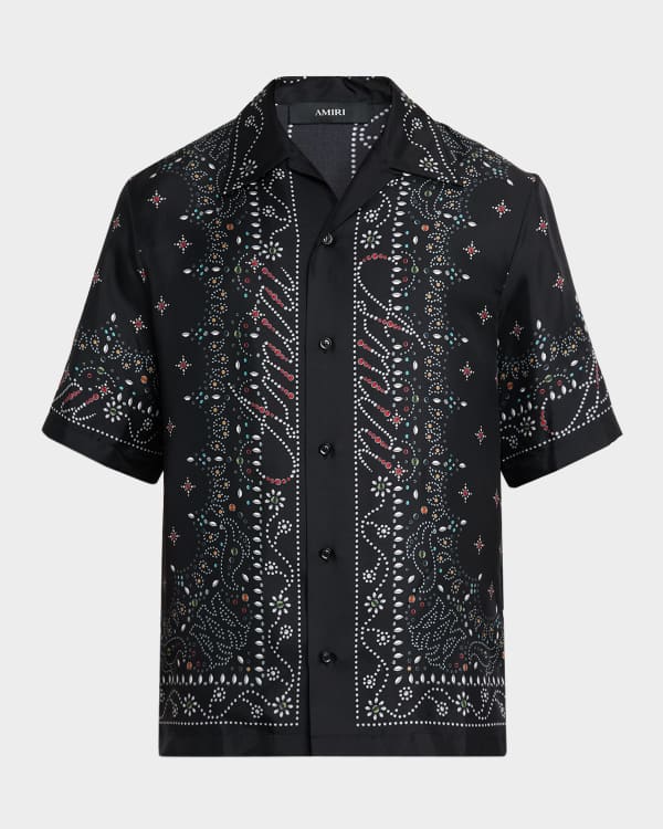 Amiri Men's Club Amiri Crochet Short-Sleeve Shirt | Neiman Marcus