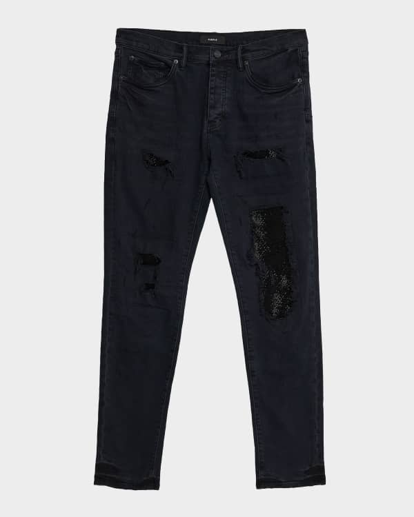 PURPLE Men's P005 Black Raw Slim-Fit Jeans | Neiman Marcus