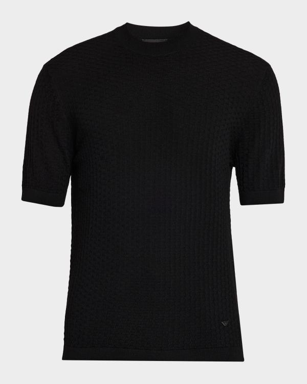 Emporio Armani Men's Textured Short-Sleeve Zip Polo Sweater