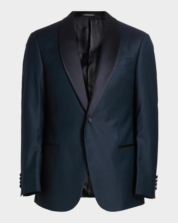 Giorgio Armani Men's Cashmere Herringbone Double-Breasted Overcoat