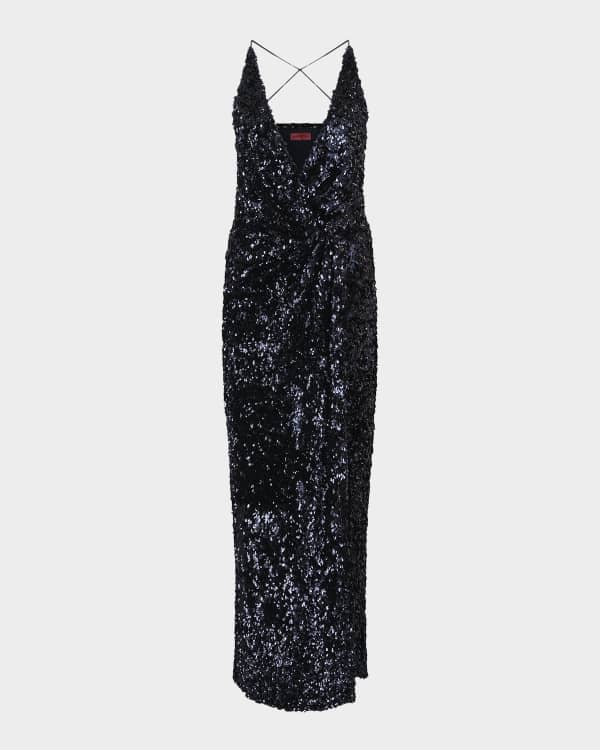 slim fit dress slacks Embellished Scoop-Neck Thigh-Split Maxi Dress in Brown - 8 main image 0
