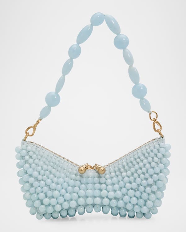 Cult Gaia Zozina Stone-Embellished Raffia Shoulder Bag | Neiman Marcus
