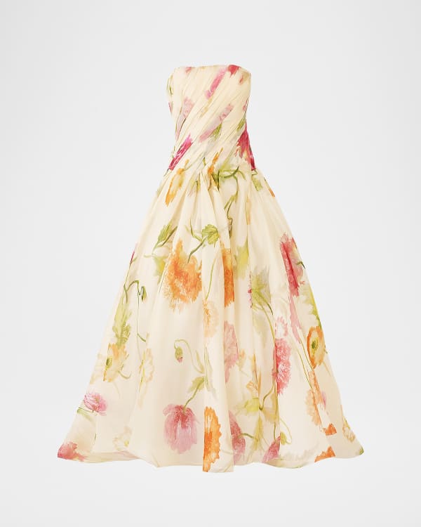 Carolina Herrera Tiered Ruffle Strapless High-Low Gown | Neiman Marcus