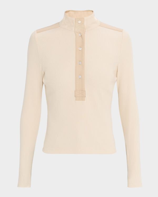 Ramy Brook Antonia Ribbed Cowl-Neck Blouse | Neiman Marcus