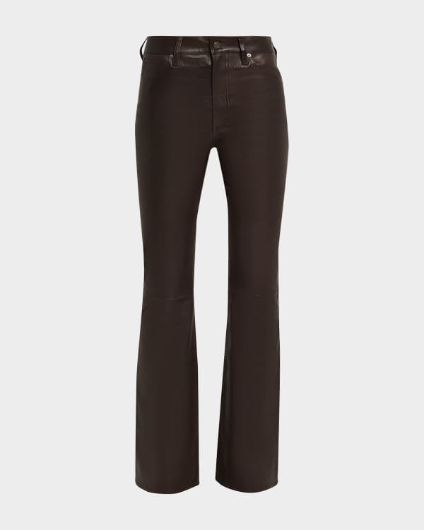 FRAME Cropped Wide-Leg Leather Pants | Neiman Marcus