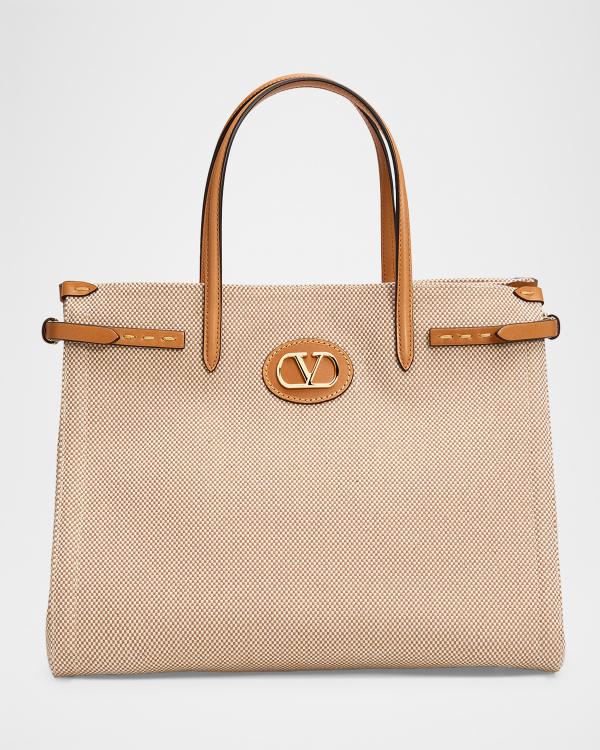 Valentino Garavani Antibes Small Raffia Cherry Jacquard Tote Bag