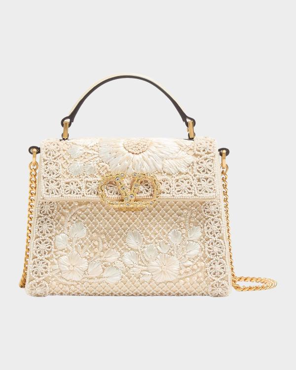 Stella McCartney Falabella Mini Pearly-Embellished Satin Clutch