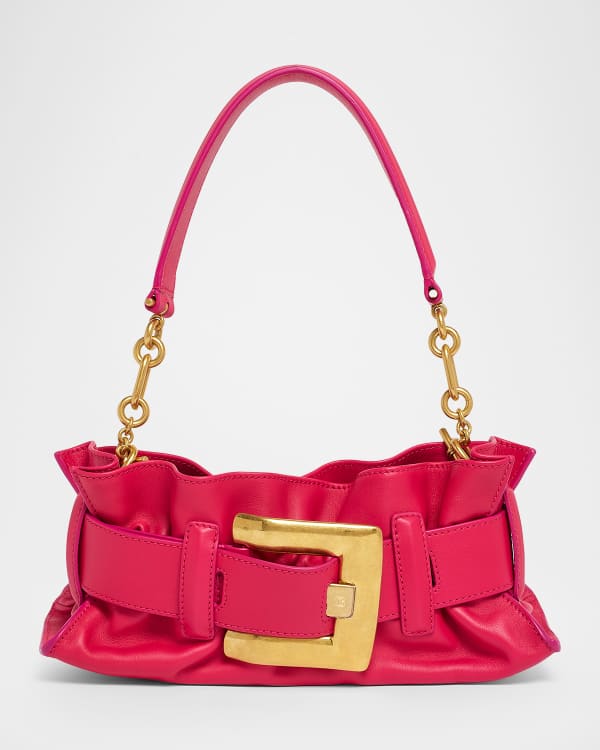 Balmain Anthem Belted Shoulder Bag in Zebra-Print Calf Hair