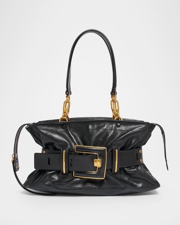 Balmain Anthem Belted Shoulder Bag in Zebra-Print Calf Hair